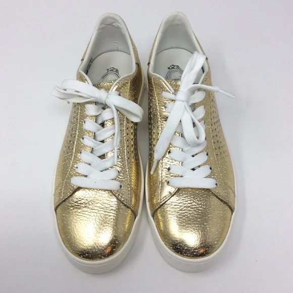 Tod's Shoes Tods Gold Leaf Perforated T Sneakers With Dustbag